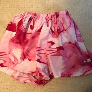 Pink tie dye boa shorts
